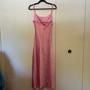 Pink Satin Backless Zara Maxi Dress